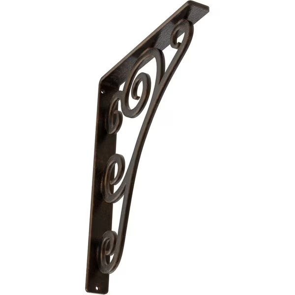 Tristan Wrought Iron Bracket, (Single center brace), Antiqued Bronze 1 1/2
